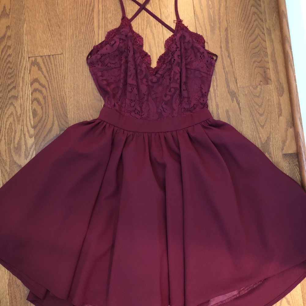 Tobi fit and flare backless dress